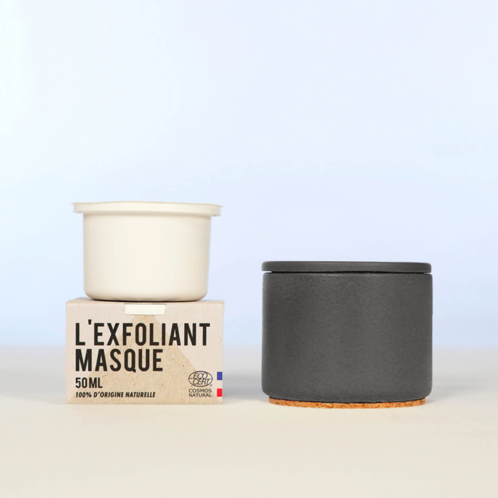 La crème libre Coffret Exfoliant Masque Visage (Éco-recharge + Pot Rechargeable Anthracite) Exfoliant Visage