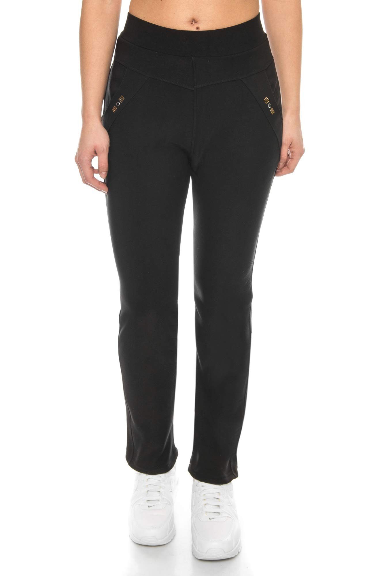 Kendindza Collection Thermohose Thermohose Damen Winter gefüttert warm Innenfleece Winterhose elegant Gummibund, Schlupfhose, Stretch