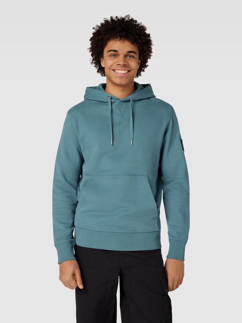 Hoodie mit Label-Detail in rauchblau