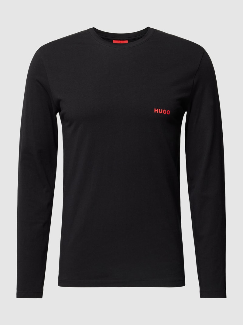 Longsleeve mit geripptem Rundhalsausschnitt in schwarz