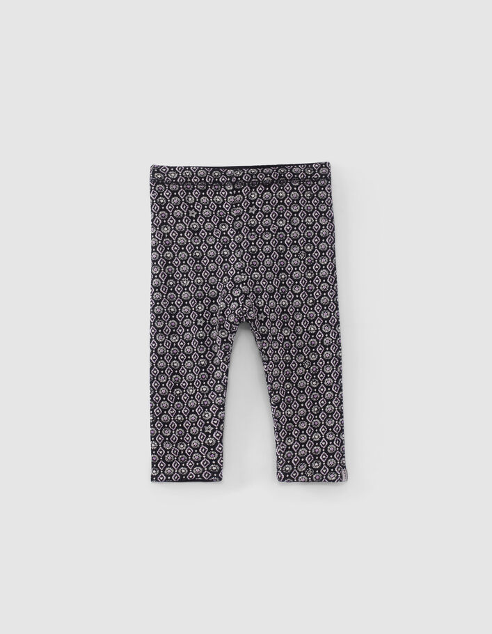 Leggings réversible imprimé rock et noir bébé fille