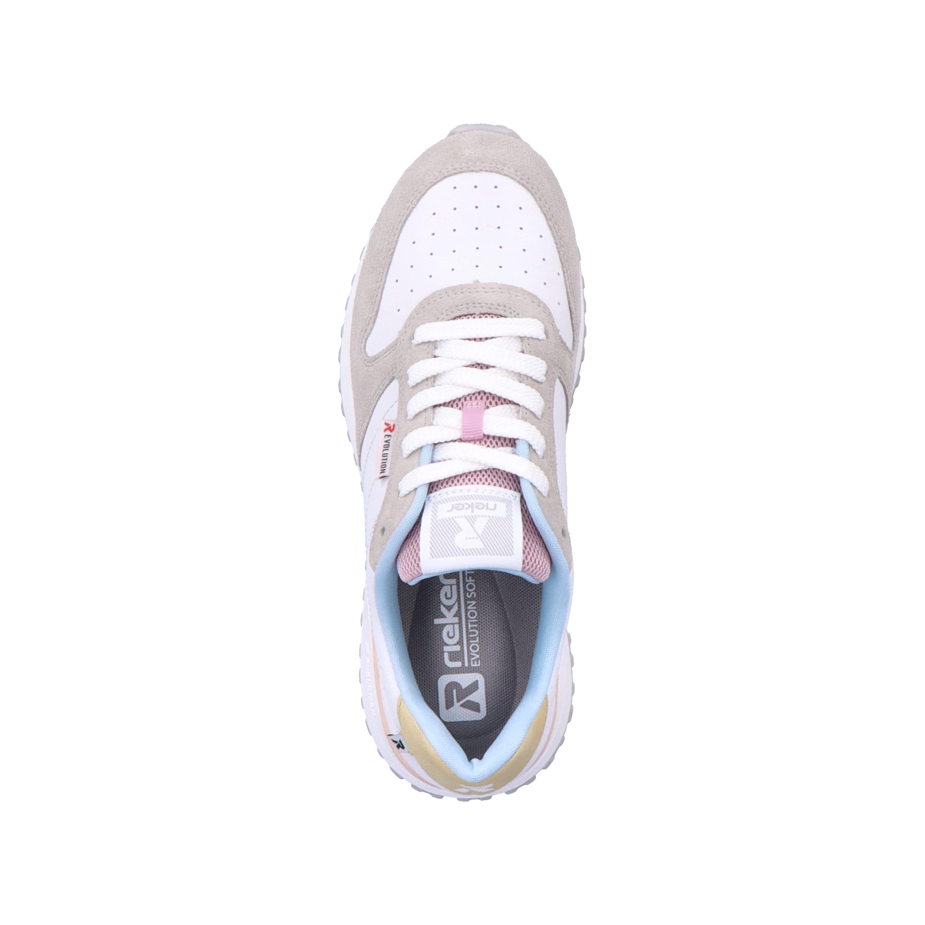 Rieker Damen Sneaker Low swan-white stone-grey
