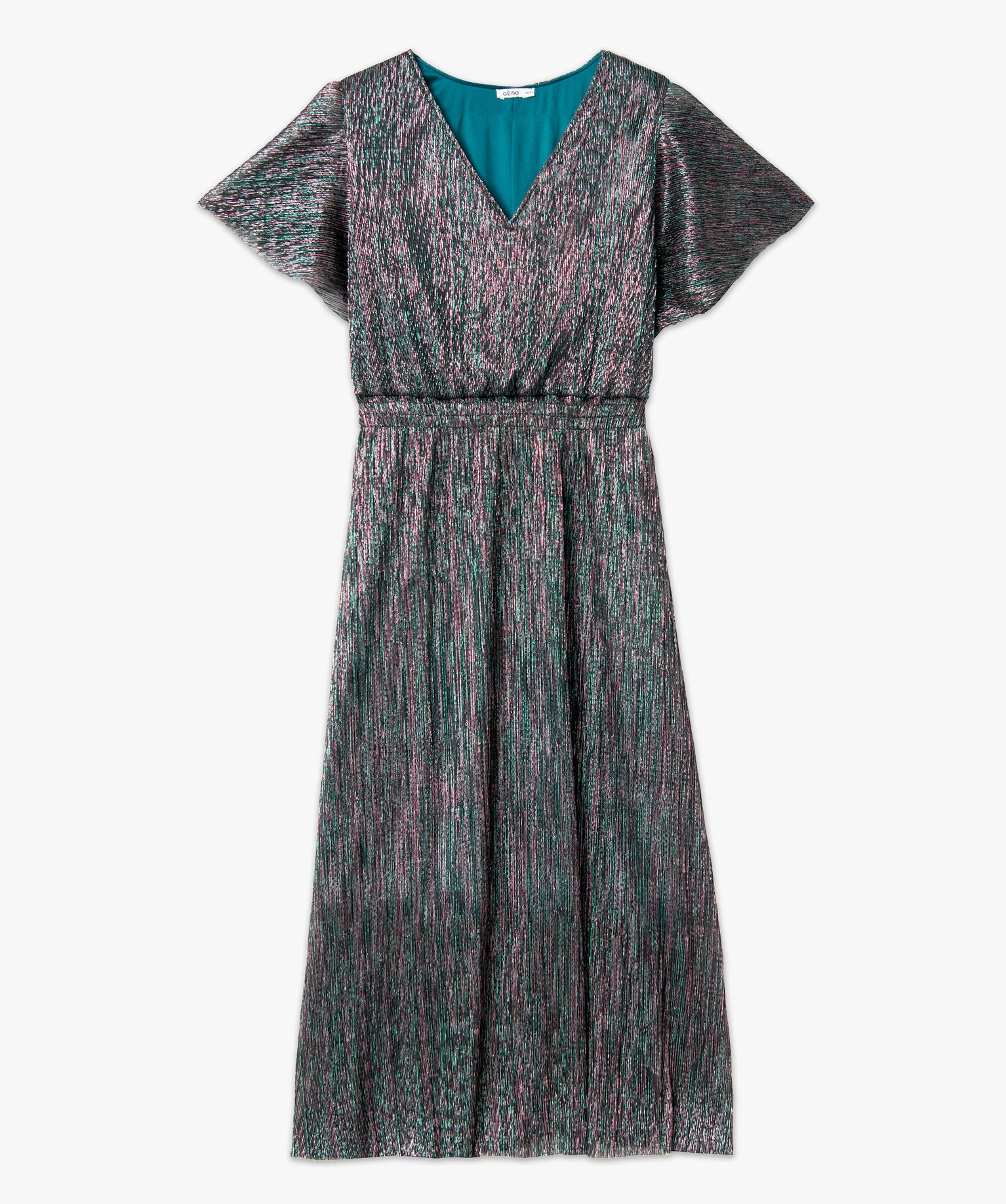 Robe à manches courtes en maille scintillante femme grande ... vert | GEMO