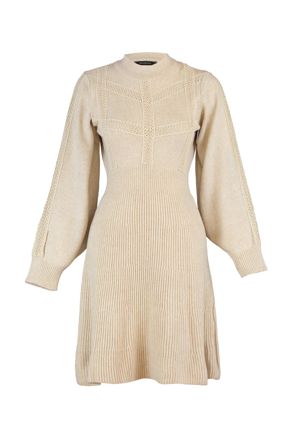 Trendyol Collection  Beigefarbenes Mini-Strickkleid TWOAW22EL0011