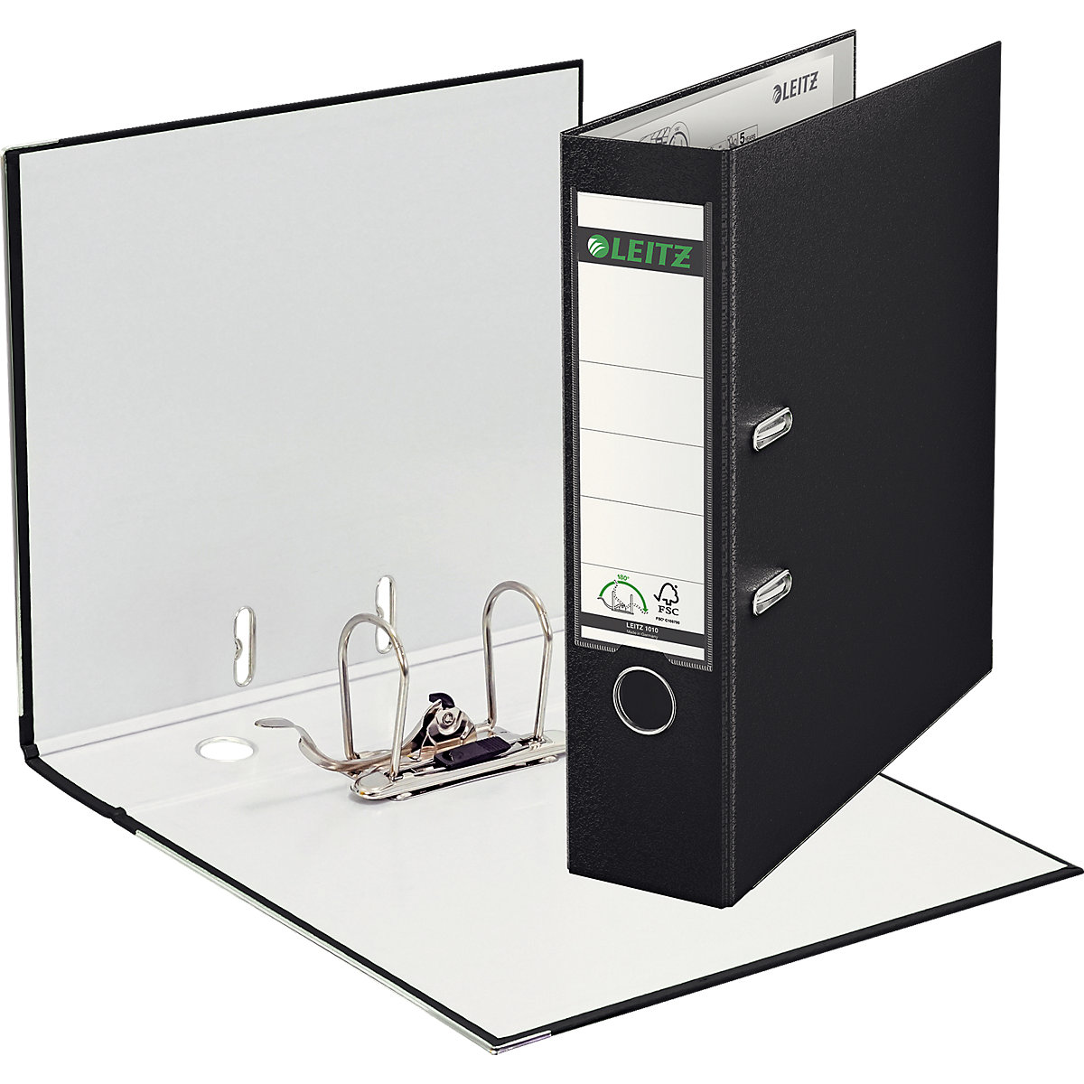 Aktenordner Graupappe/PP 1010 schwarz A4 180°, Breite 8 cm