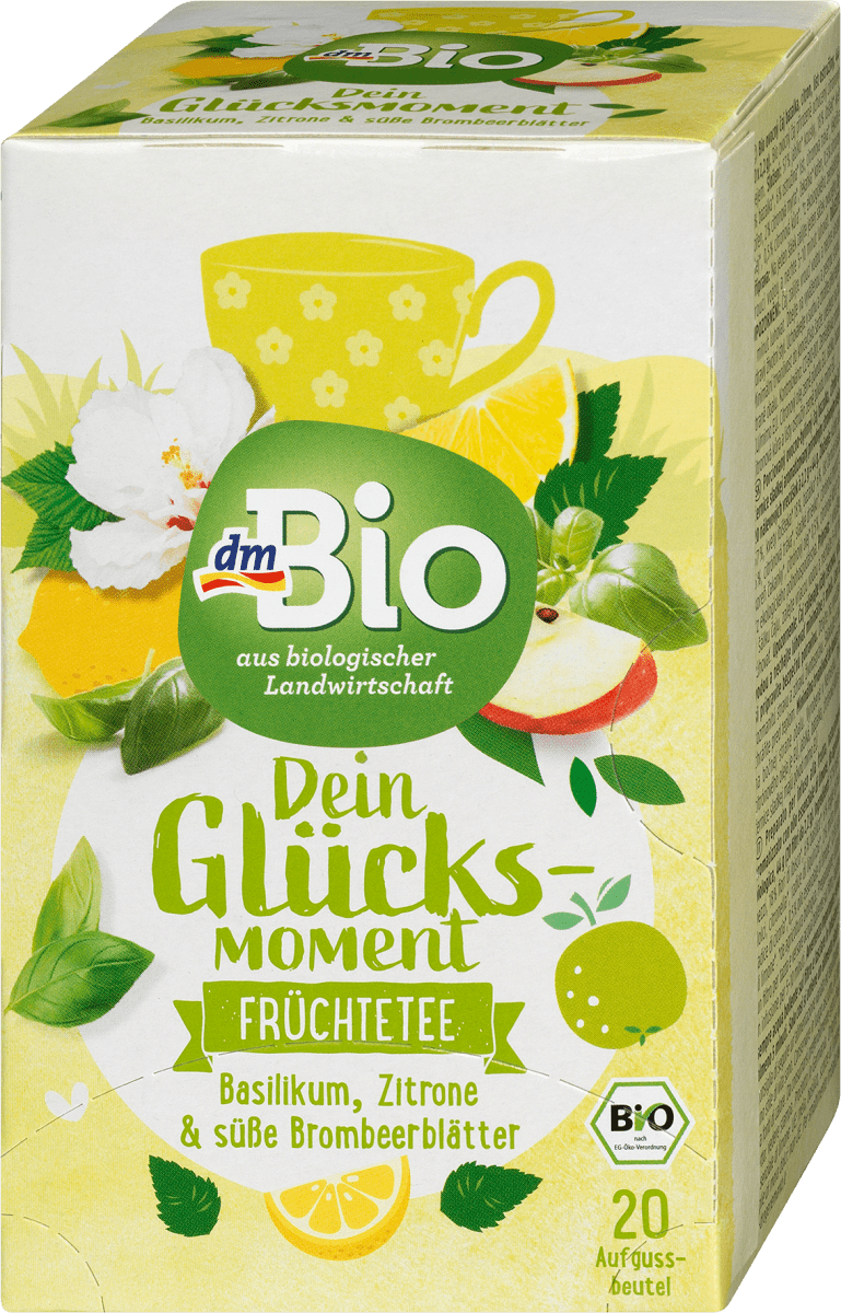 Früchtetee \Dein Glücksmoment\ mit Basilikum, Zitrone und süße Brombeerblätter (20 x 2,2g), 44 g