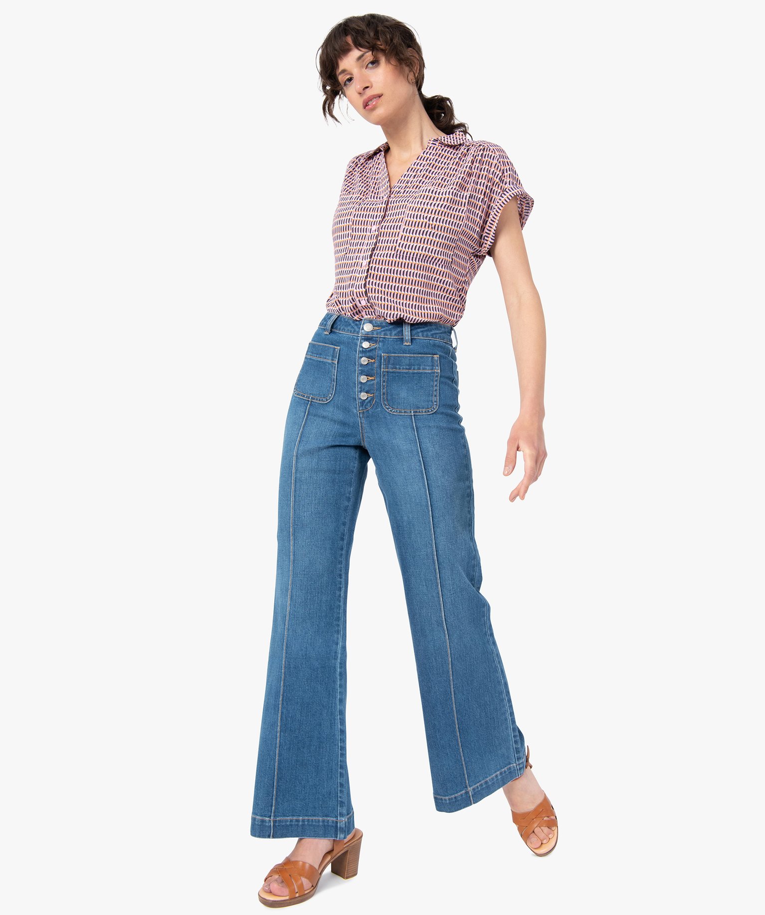Chemise femme imprimée à manches courtes imprime | GEMO