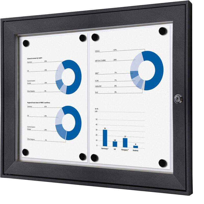 SHOWDOWN Abschließbarer Schaukasten Magnetisch 52,1 (B) x 38,8 (H) cm Anthrazit 2 x DIN A4