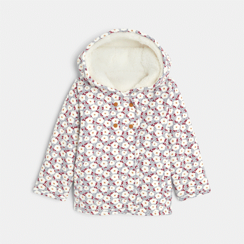 Veste réversible imprimée et doublure fausse fourrure bébé fille