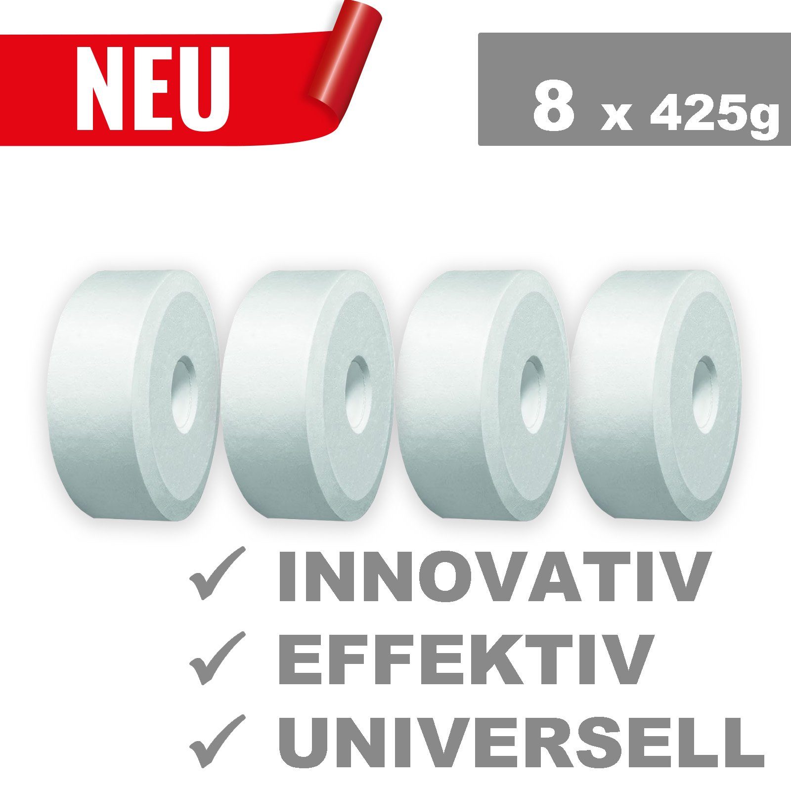 BlueCraft Luftentfeuchter-Nachfüllpack Nachfüller Schlafzimmer Wohnung gegen Schimmel, Entfeuchter Granulat Tabs mit Loch 8x 425g für Raumentfeuchter