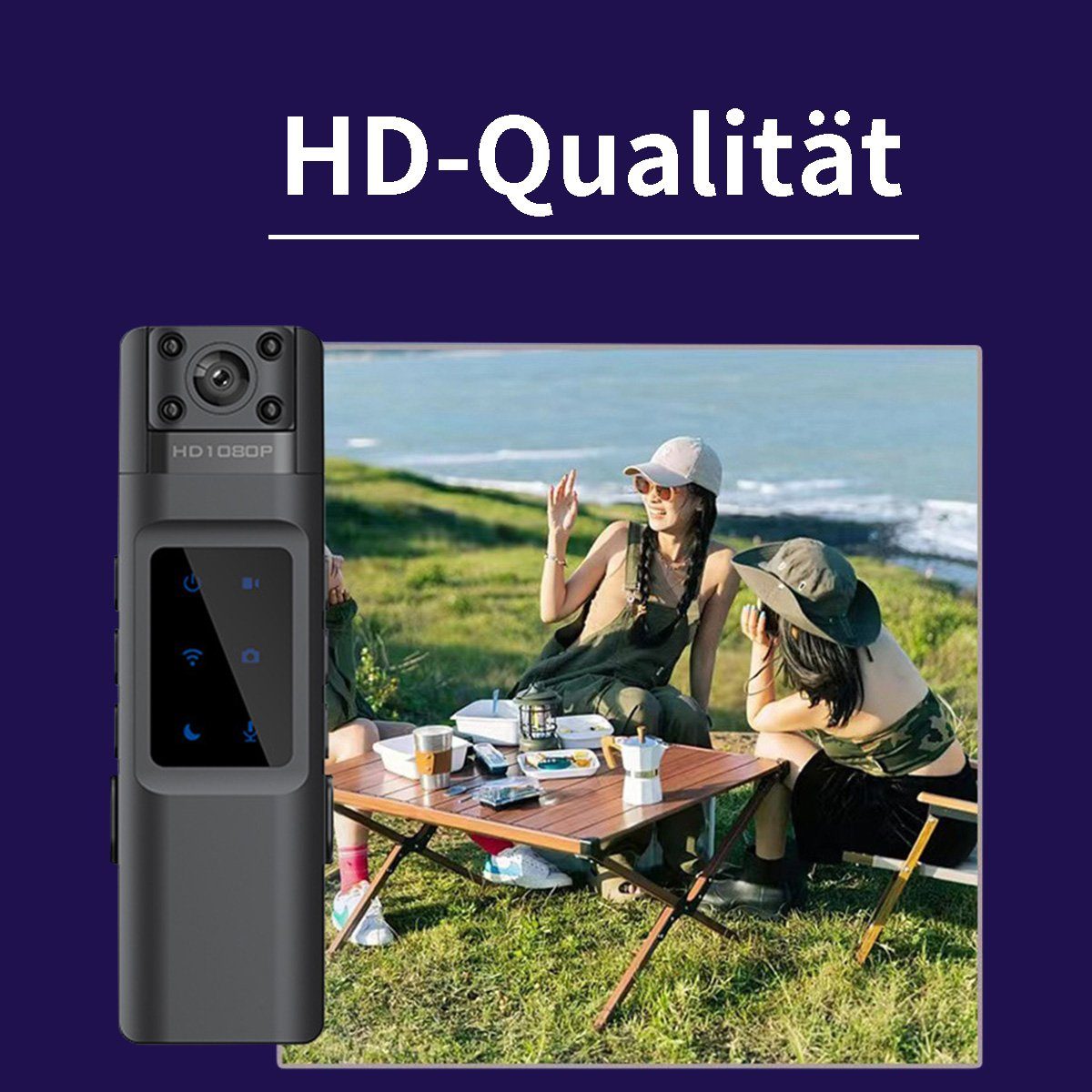 Yoyaxi Tragbarer digitaler Videorekorder mit WiFi-Unterstützung Dashcam (Infrarot-Nachtsicht und Weitwinkel für Polizei und Sicherheit)