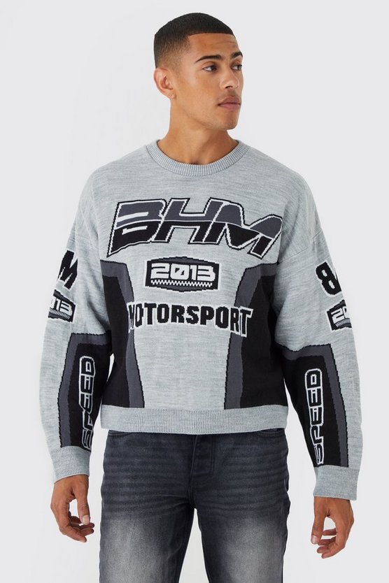 Kastiger Moto-Strickpullover