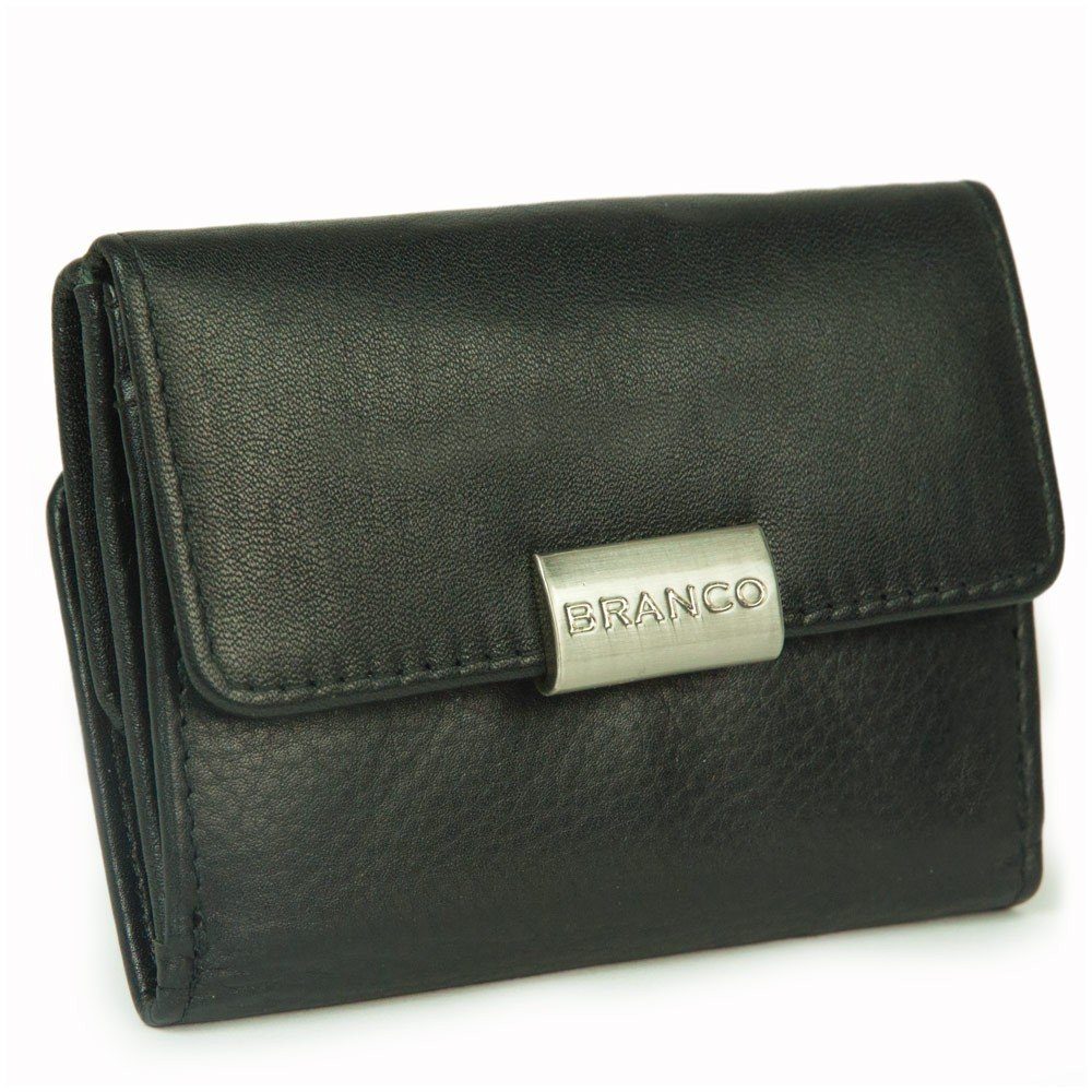 BRANCO Mini Geldbörse Kleine Damen-Geldbörse / Portemonnaie, Leder, Schwarz, Branco 12032