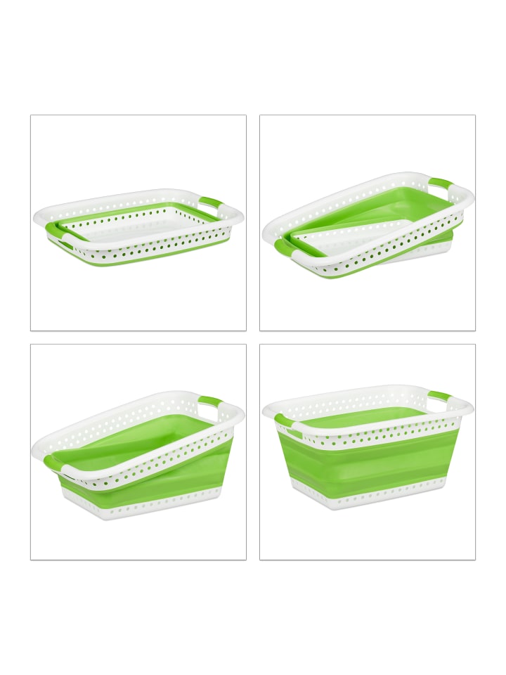 relaxdays Wäschekorb in Hellgrün - (B)61 x (H)27 x (T)45,5 cm günstig kaufen onesize