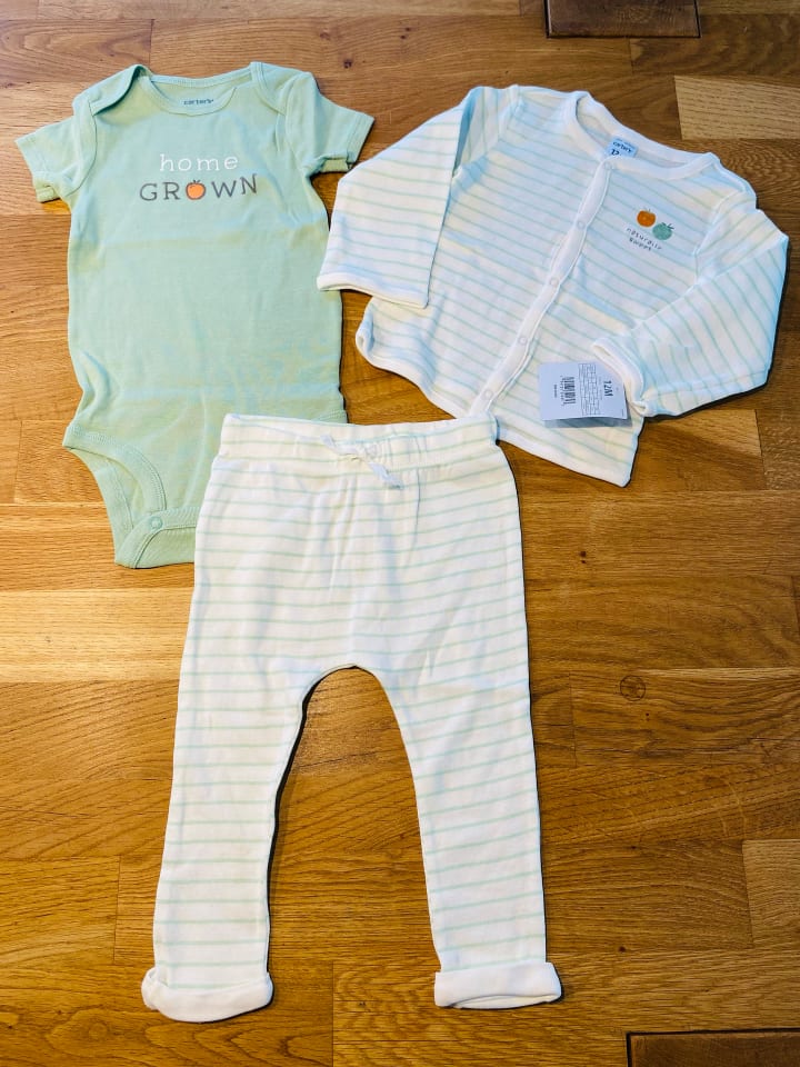 carter's 3tlg. Outfit in Weiß/ Grün günstig kaufen 80