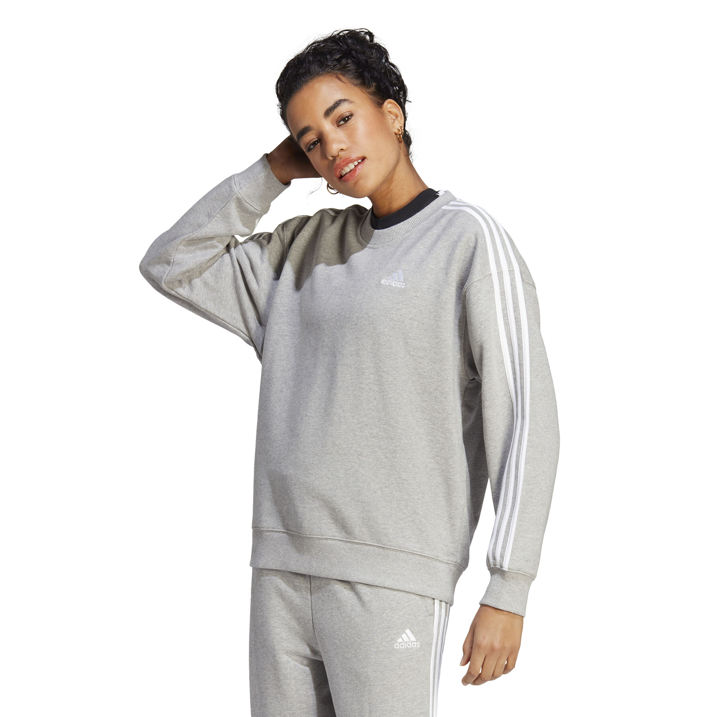 3 Stripes Sweatshirt Damen - Grau, Weiß