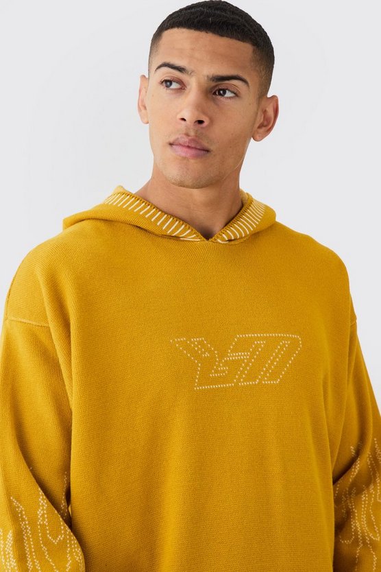 Oversized Boxy Drop Shoulder Branded Hoodie