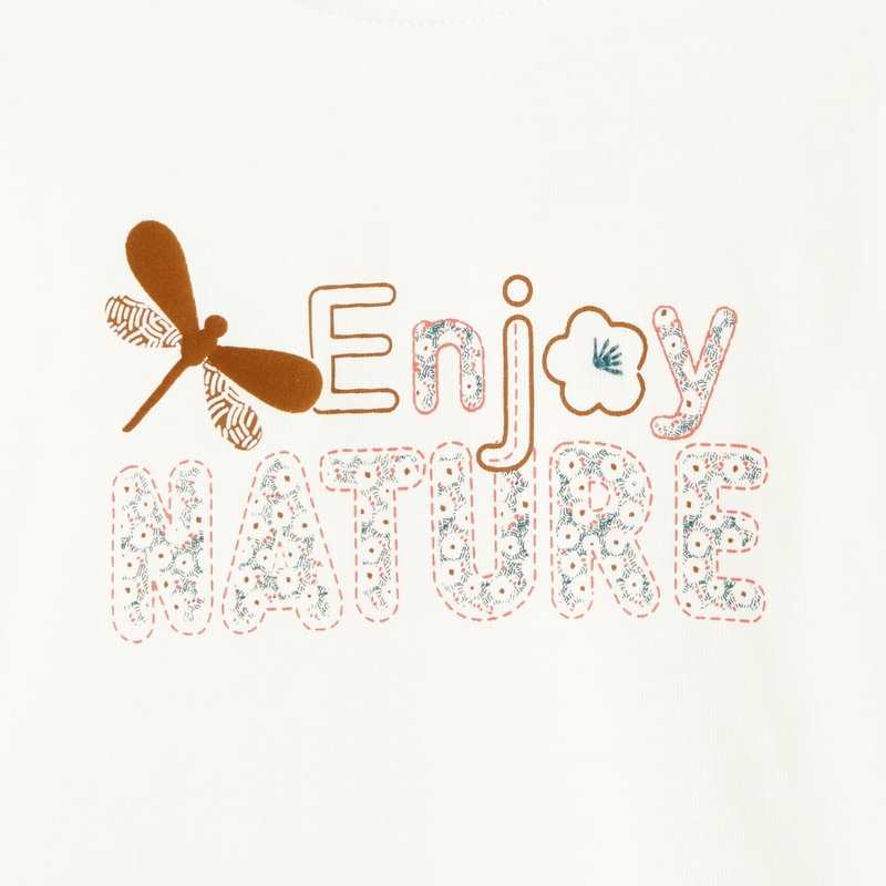 T-shirt message fleuri blanc bébé fille