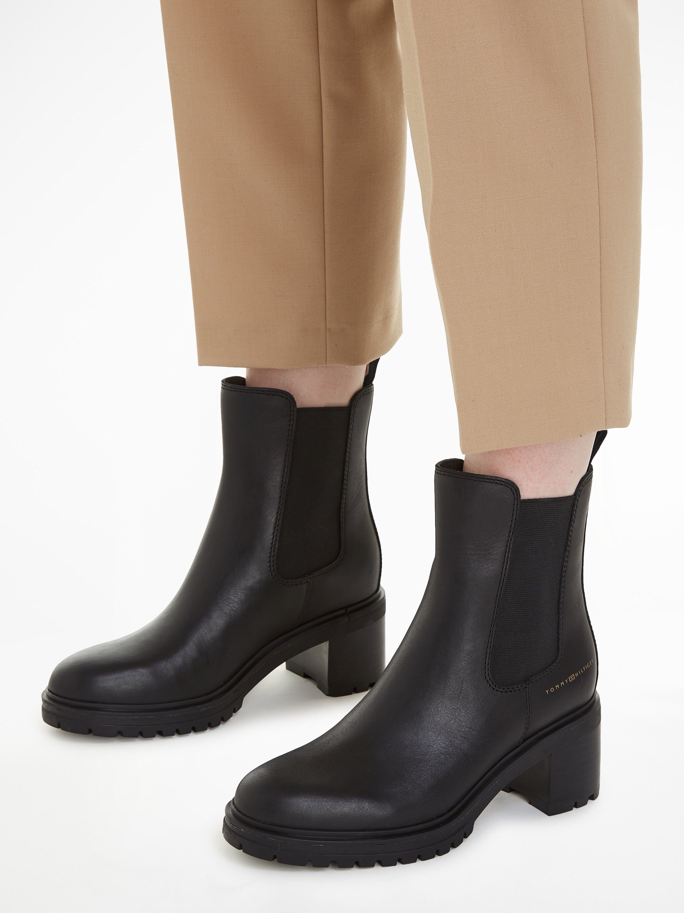 Tommy Hilfiger ESSENTIAL MIDHEEL LEATHER BOOTIE Chelseaboots mit Blockabsatz