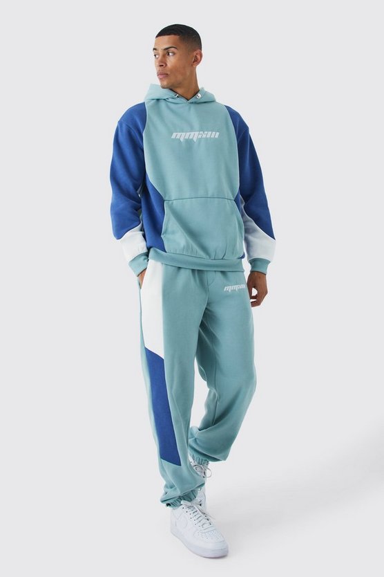 Oversize Colorblock Trainingsanzug mit Kapuze
