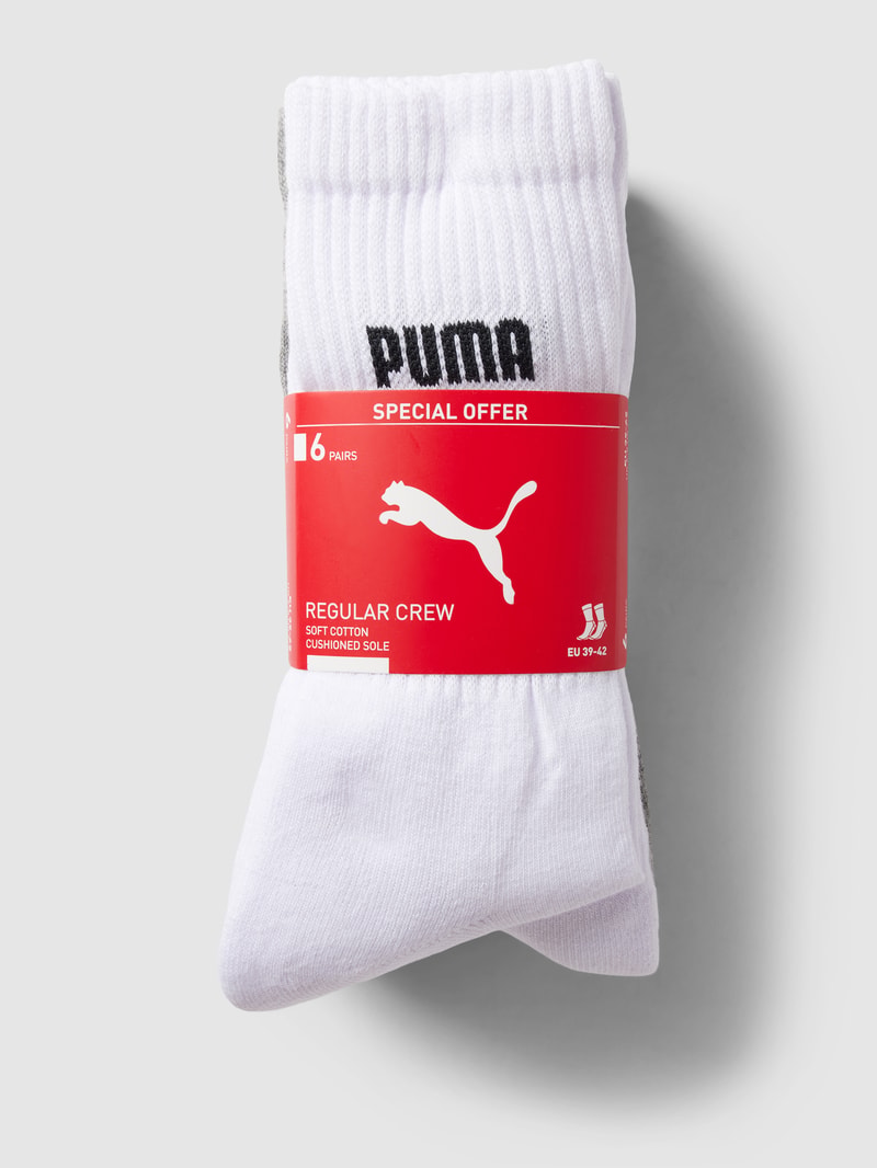 Socken mit Label-Print im 6er-Pack in mittelgrau meliert