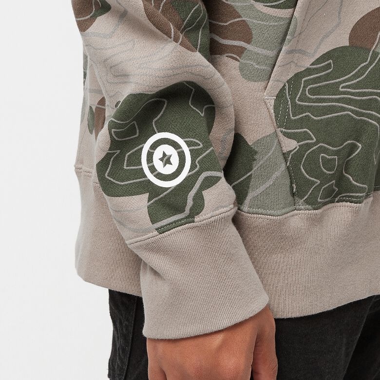 A Bathing Ape Layered Line Camo Shark Full Zip Hoodie M beige