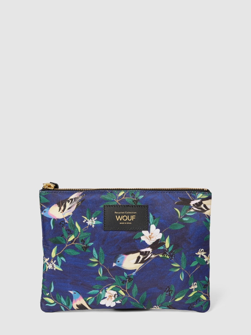 Pouch mit Allover-Muster Modell 'Malu' in marineblau