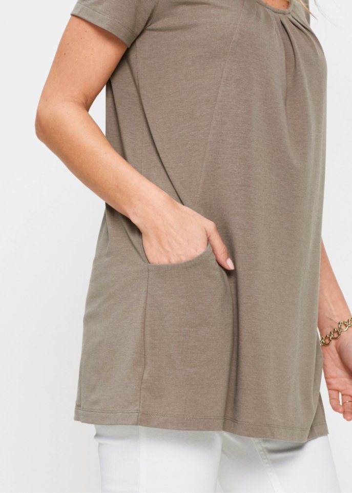 Longshirt mit rundhals Dekollete