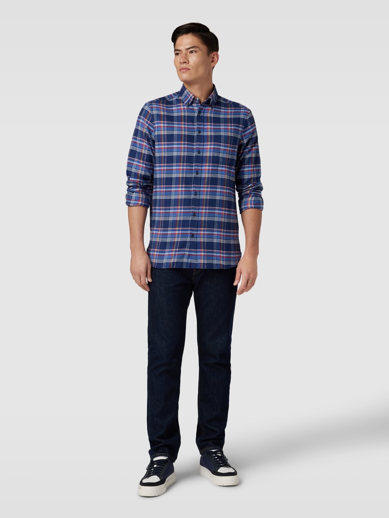 Regular Fit Freizeithemd mit Karomuster in marineblau