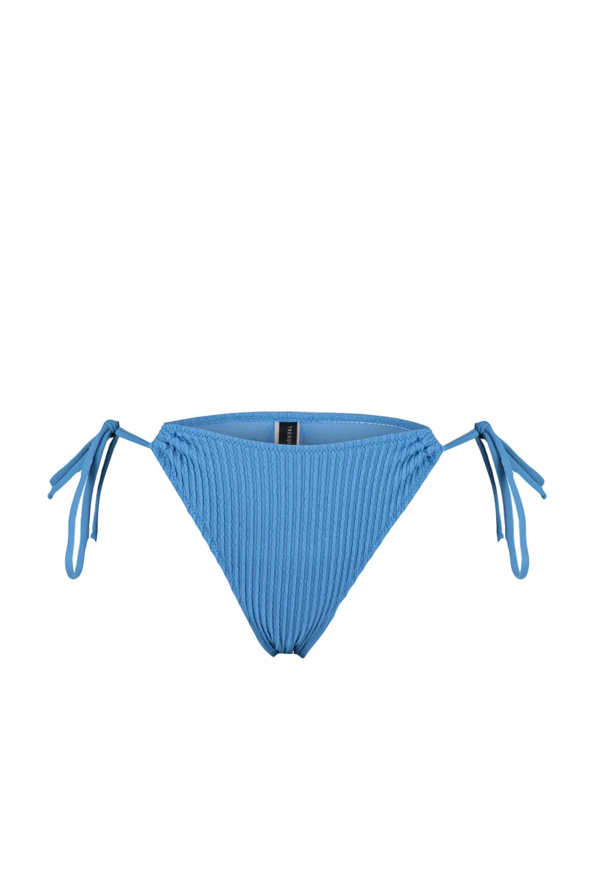 Trendyol Collection  Blaue strukturierte Bikinihose zum Binden mit hohem Beinausschnitt TBESS23BA00243