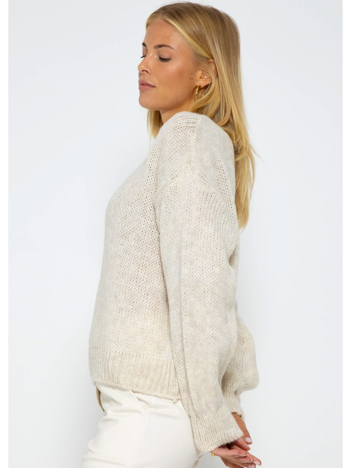 SASSYCLASSY Pullover mit V-Ausschnitt in beige günstig kaufen