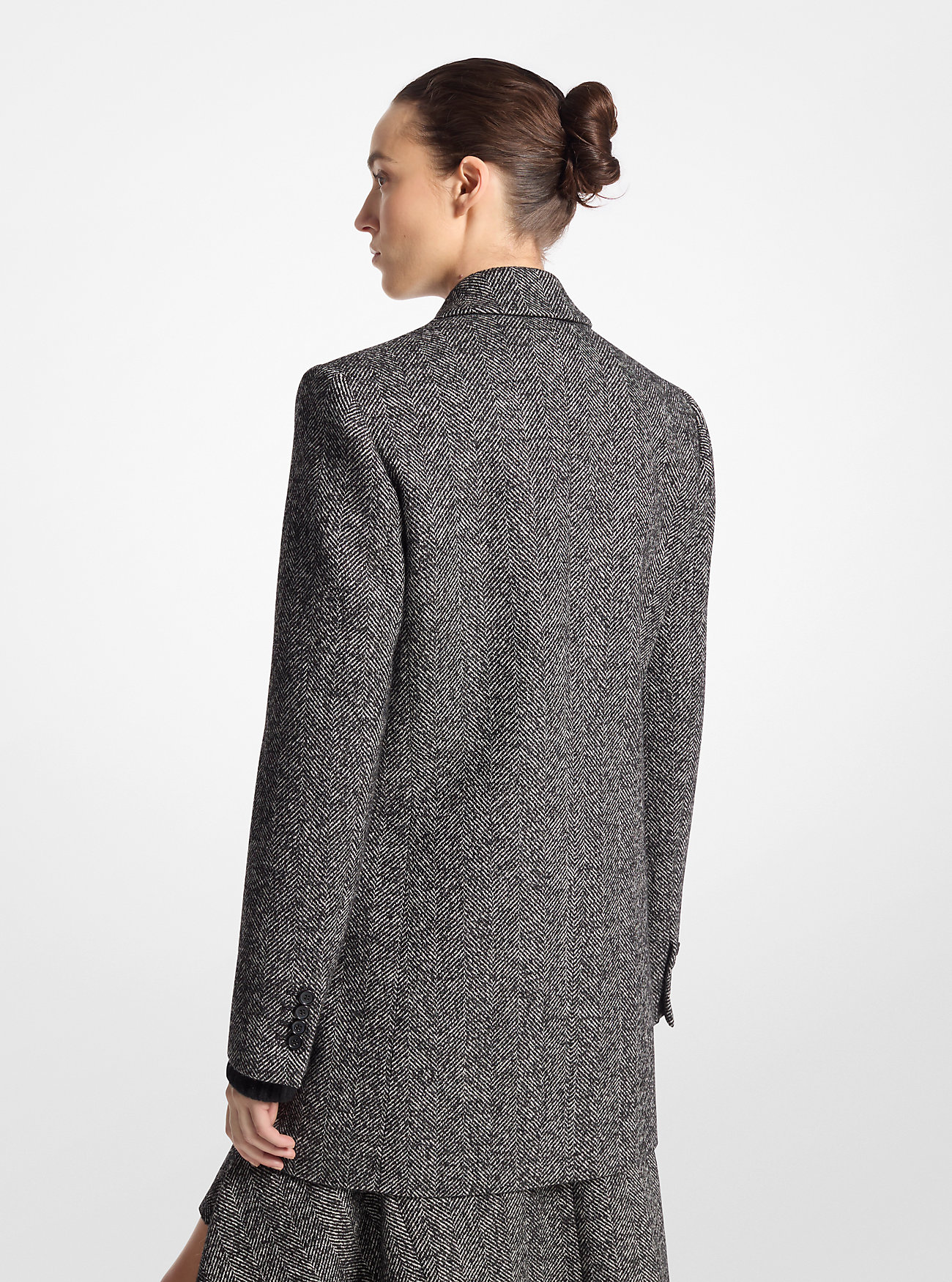 Herringbone Tweed Boyfriend Blazer - BLACK/WHITE