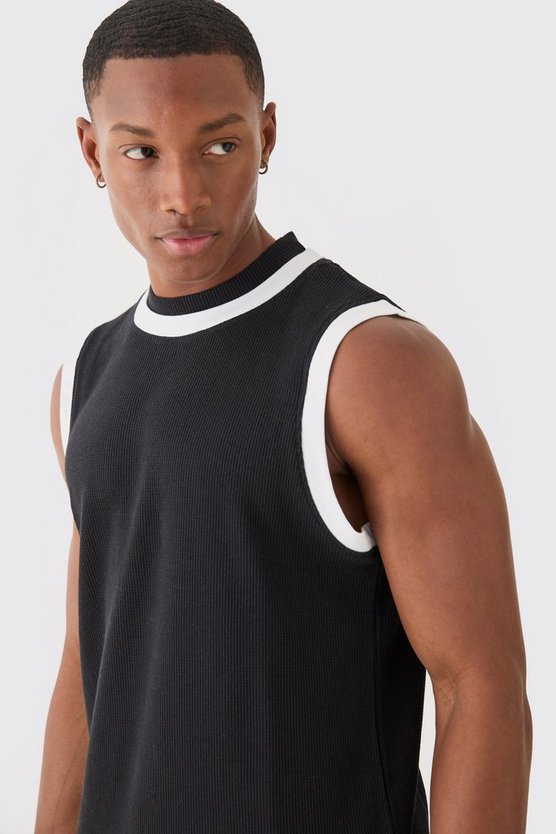 Colorblock Tanktop in Waffeloptik