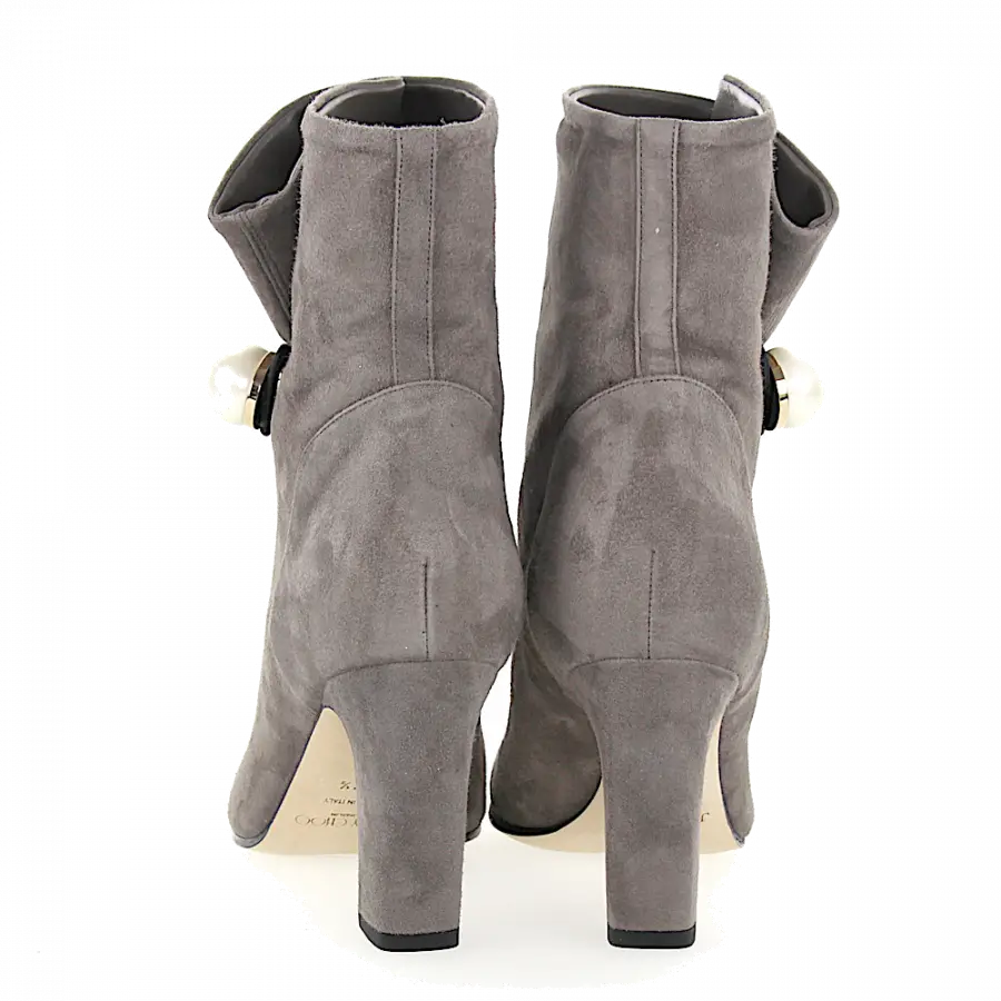 Jimmy Choo - Stiefeletten BETHANIE 85 Logo Perlen grau - grau