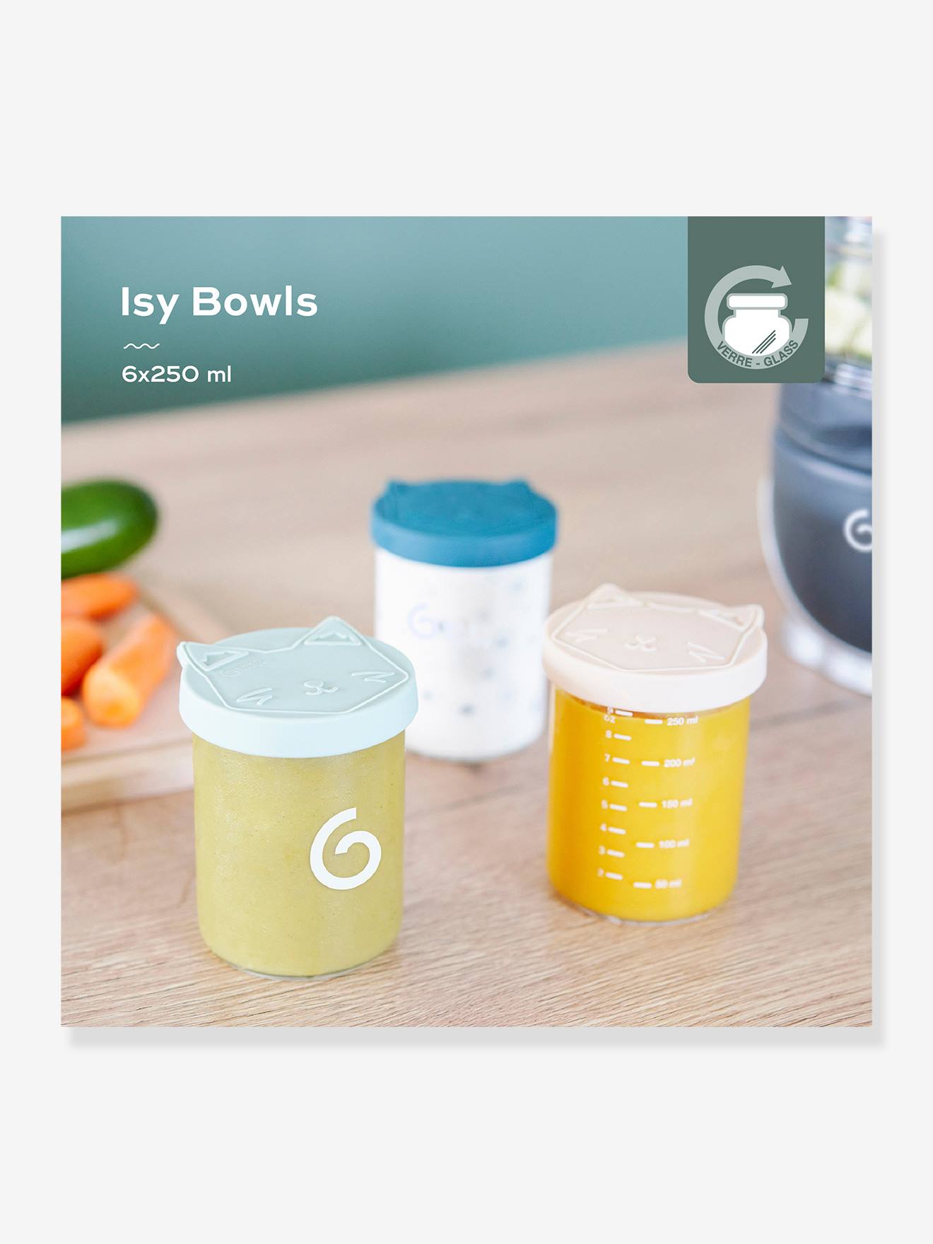 Babymoov 6 Breigläser ISY BOWLS BABYMOOV 250 ml - blau