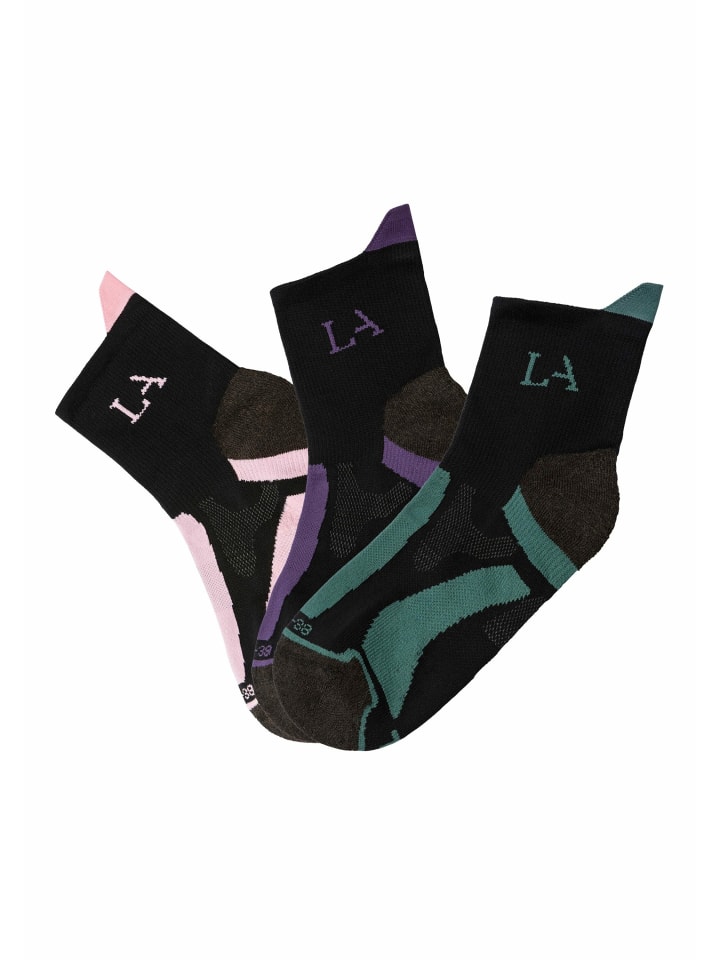LASCANA ACTIVE Wandersocken in 1x schwarz-lila, 1x schwarz-rosa, 1x schwarz-grün günstig kaufen
