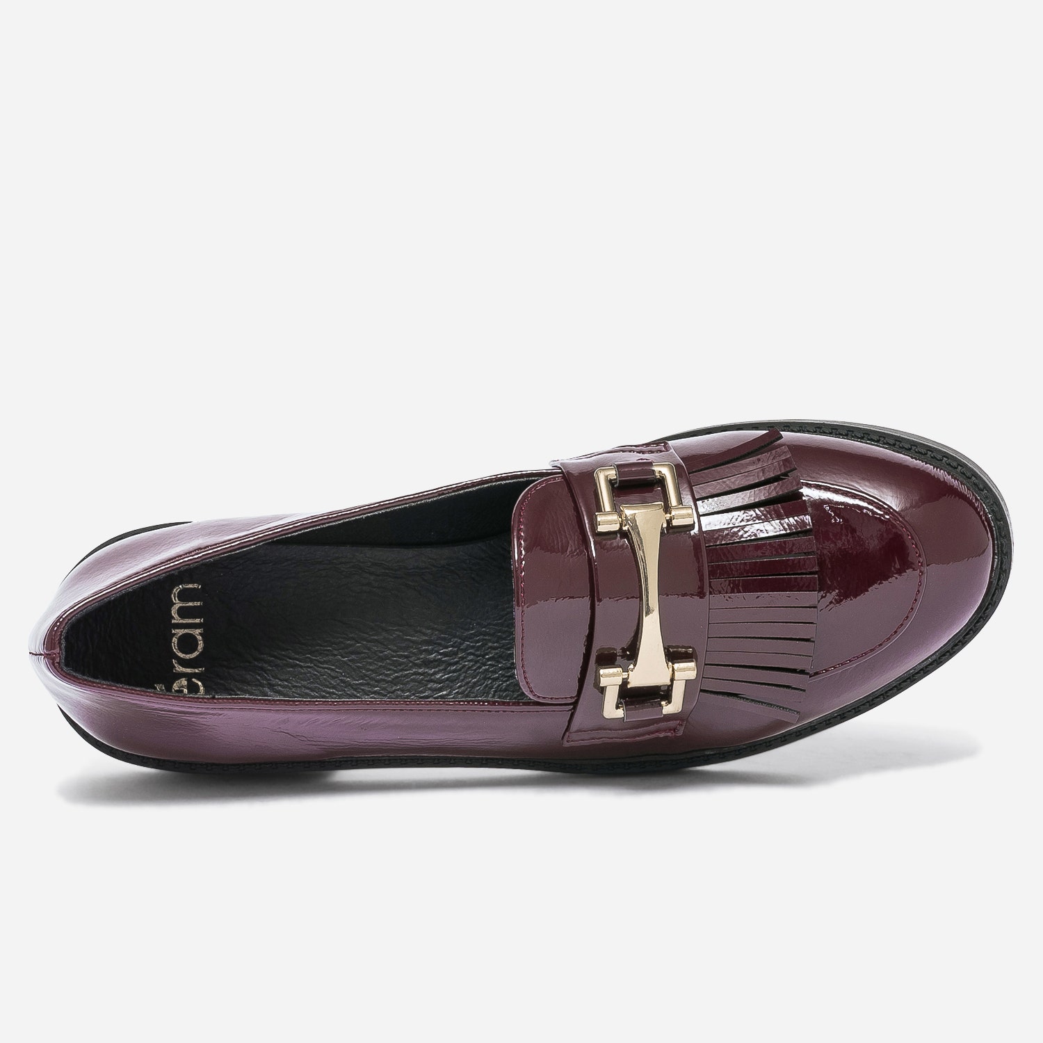 Mocassin bordeaux verni à franges