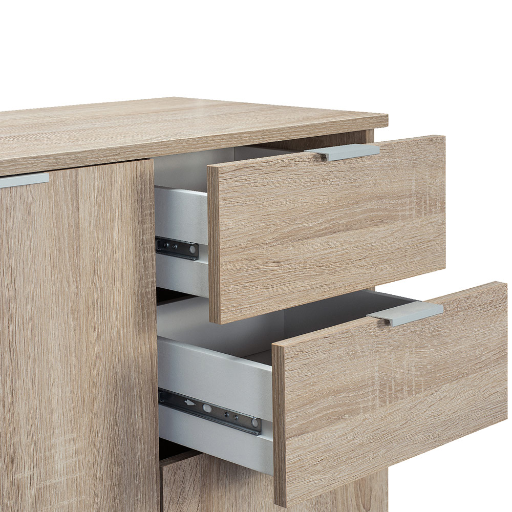 Casaria Sideboard »Alba« Eiche mit 3 Türen und Schubladen - Typ DB131
