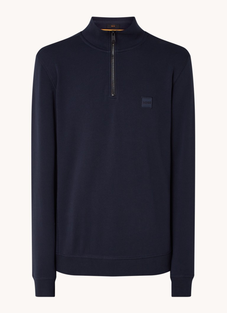 Pulover HUGO BOSS Zetrust cu fermoar pe jumătate și logo