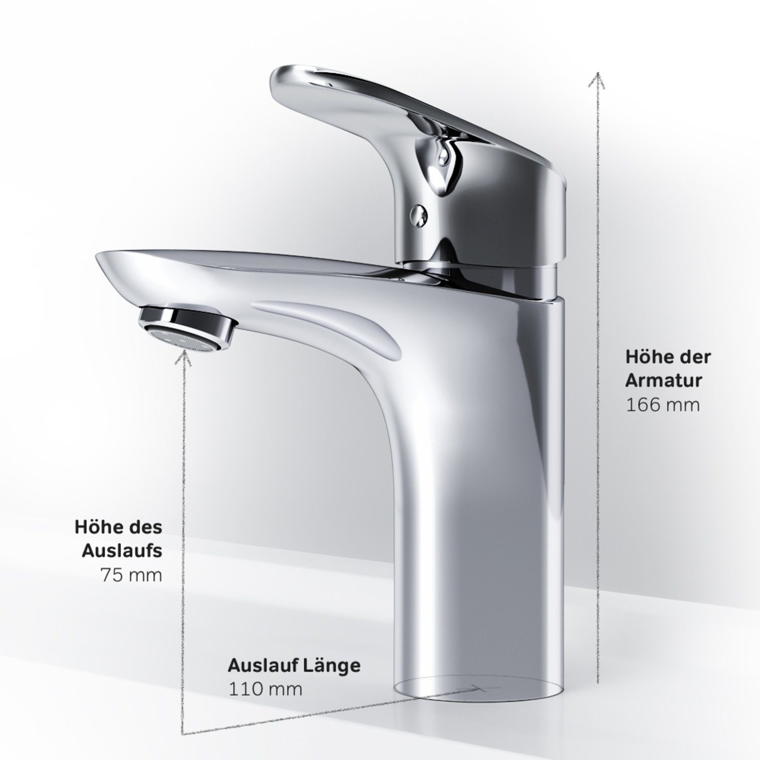 AM.PM Waschtischarmatur Waschbeckenarmatur Like Waschbecken Wasserhahn Bad (mit Klick-Ablaufgarnitur, Mischbatterie in 2 Auslaufhöhen: 65mm o. 216mm) Waschtisch Mischbatterie Badezimmer Badarmatur