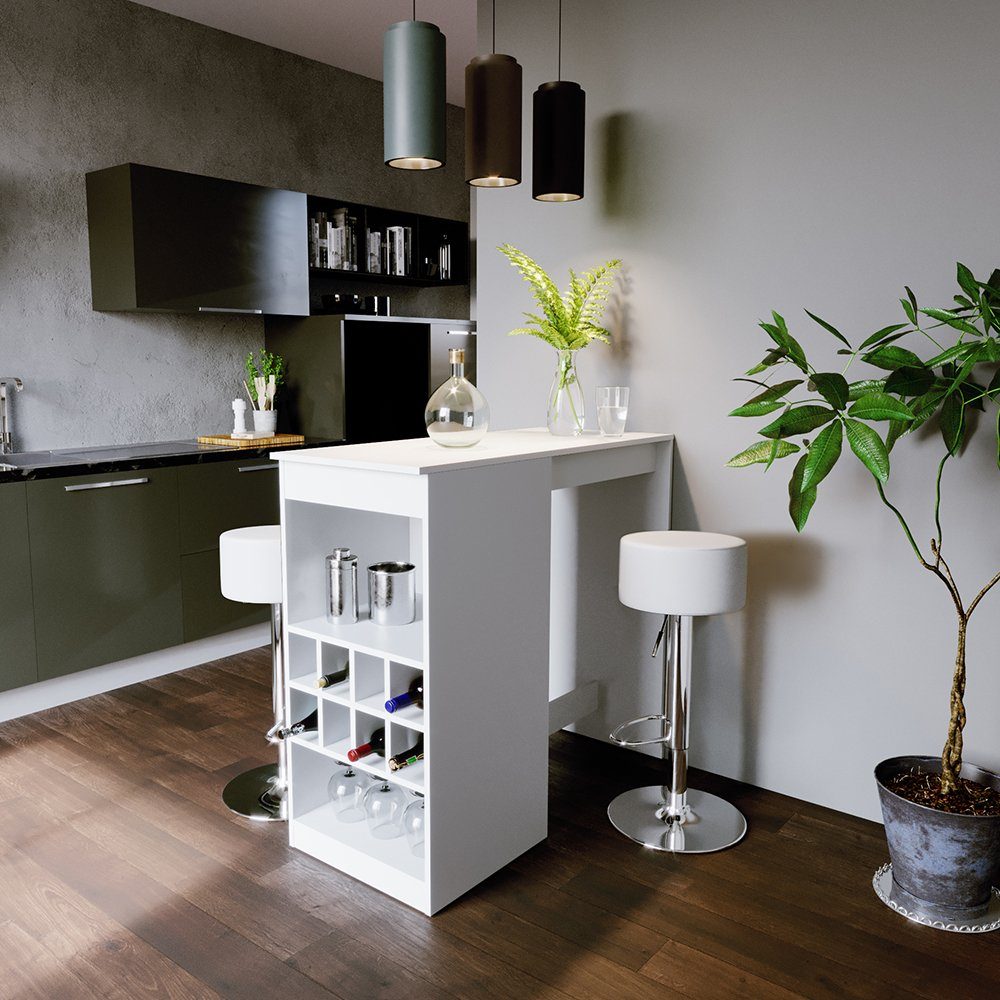 Vicco Bartisch Bartresen Stehtisch Tresentisch ROSS Weiß inkl. Hocker