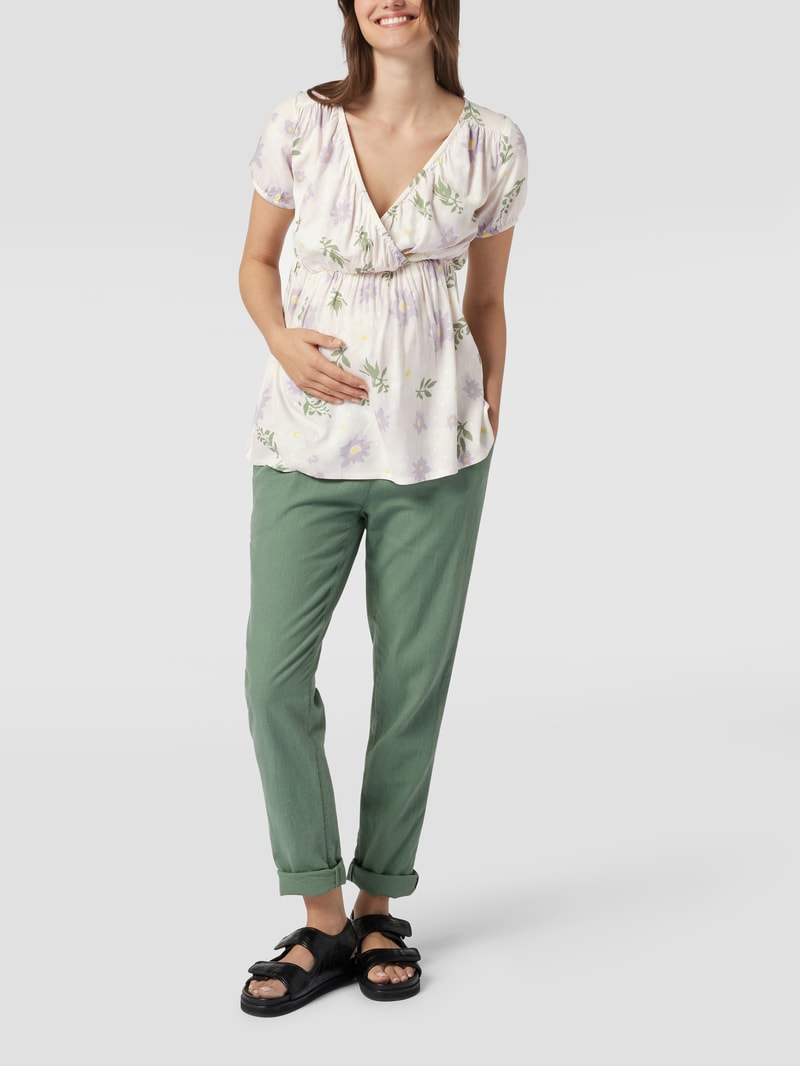 Umstands-Bluse mit floralem Muster in offwhite