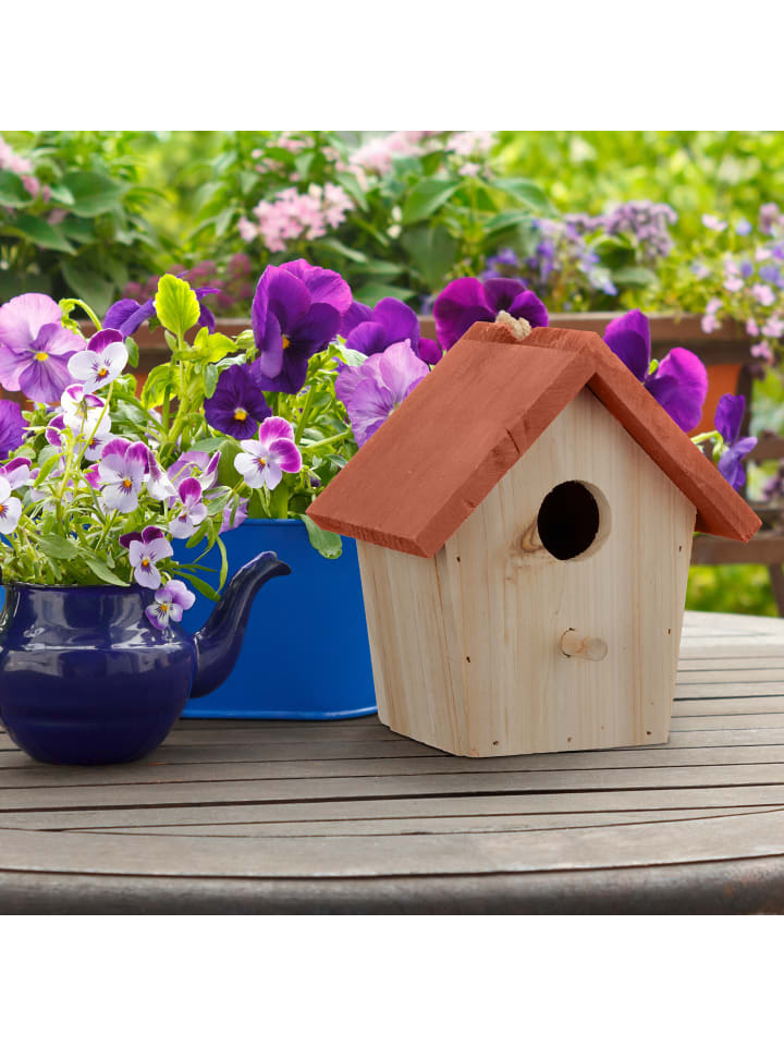 relaxdays Deko Vogelhaus in Natur/ Orange günstig kaufen onesize