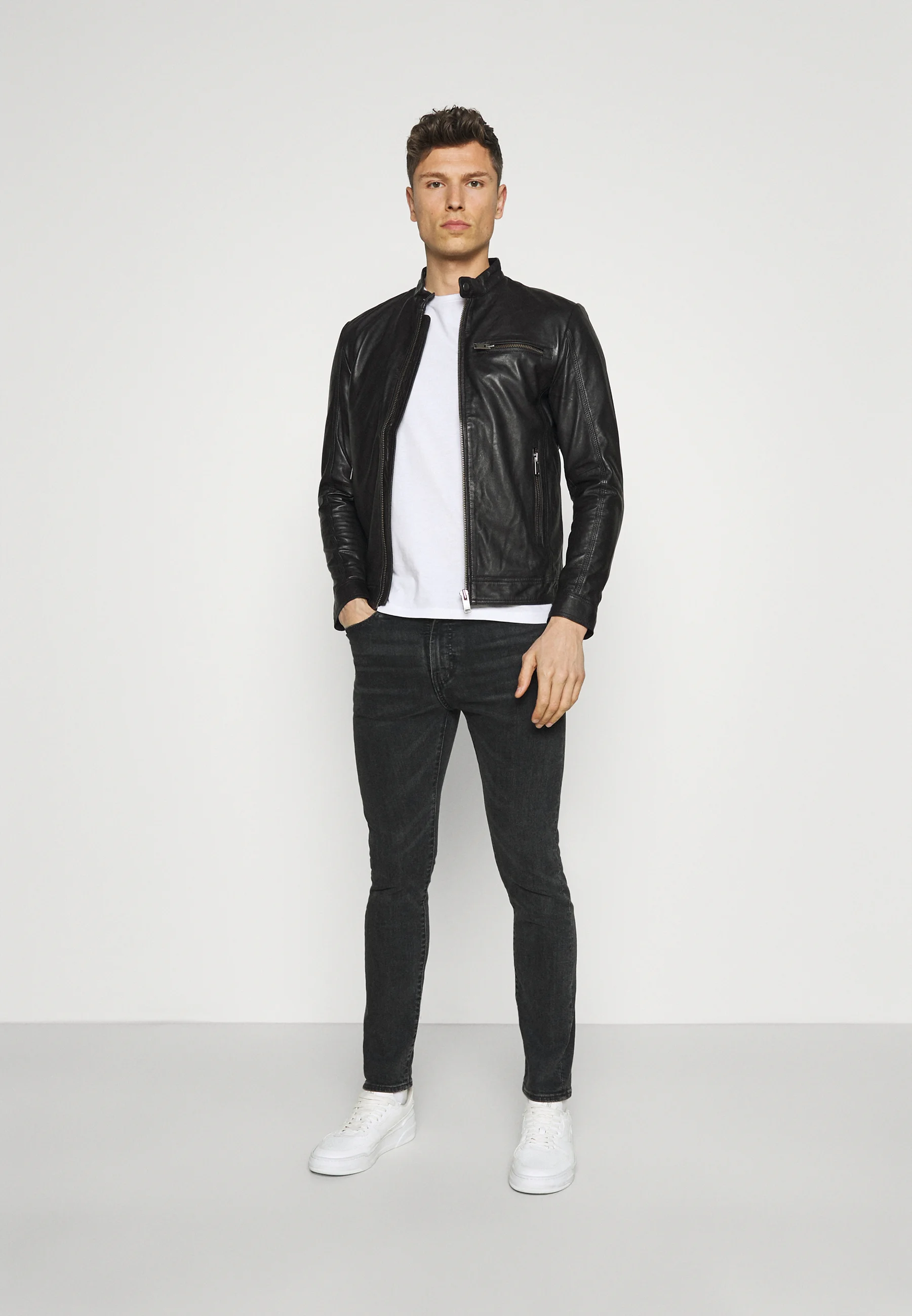Chaqueta de cuero Selected Homme SLHICONIC CLASSIC