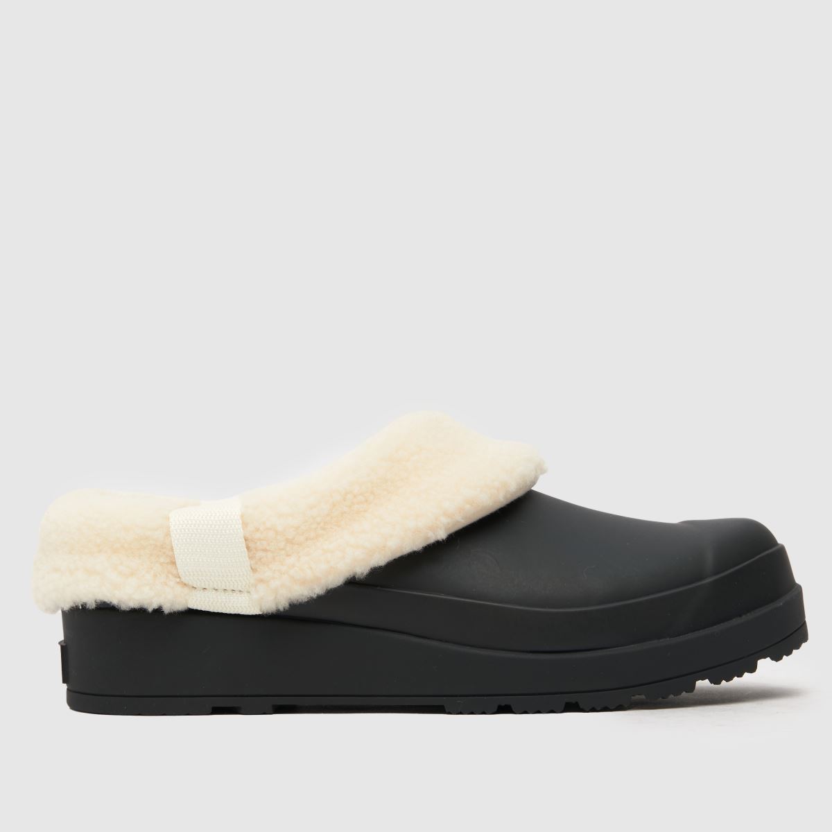 HUNTER BOOTS lapos talpú sherpa klumpa cipő fekete színben