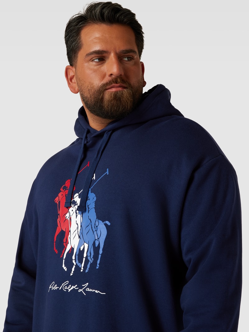 PLUS SIZE Hoodie mit Label-Print in marineblau
