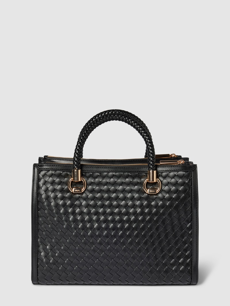 Handtasche in Flecht-Optik in black
