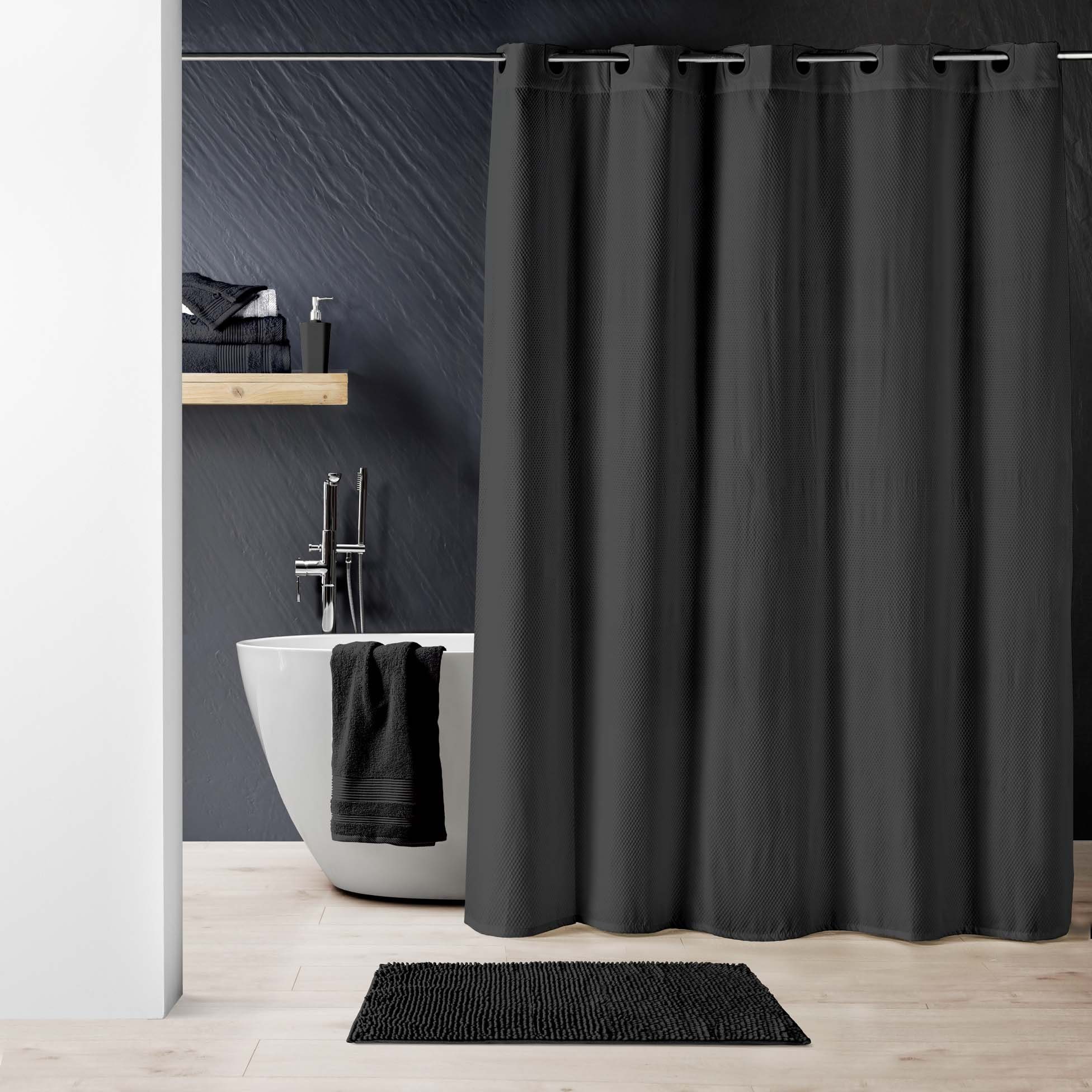 dynamic24 Duschvorhang Breite 180 cm, Premium Textil Struktur Duschvorhang 180x200 Badewanne Wannen Bad