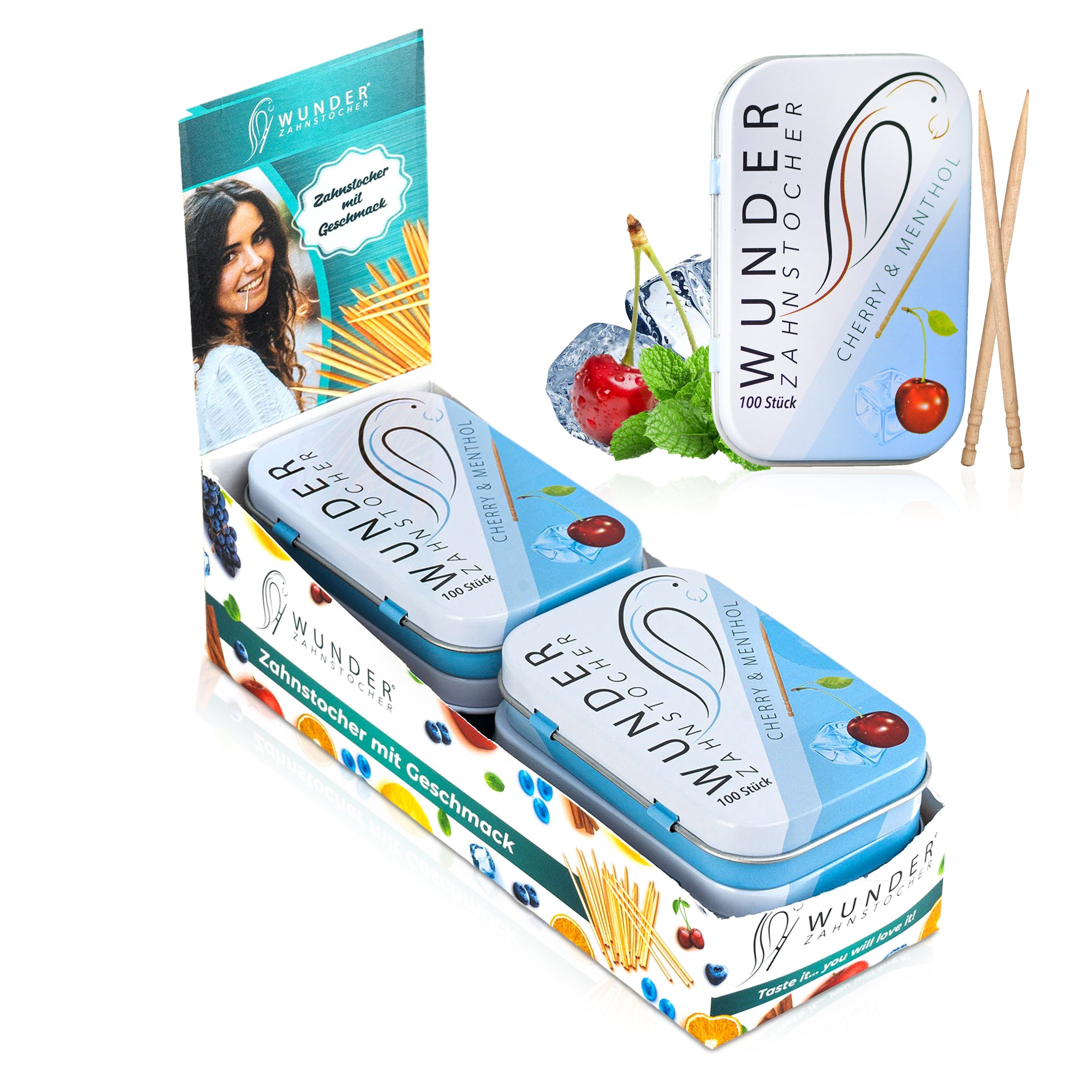 Wunder Zahnstocher Mundpflegecenter Wunder Zahnstocher Display 6er Pack Kirsch Menthol DS