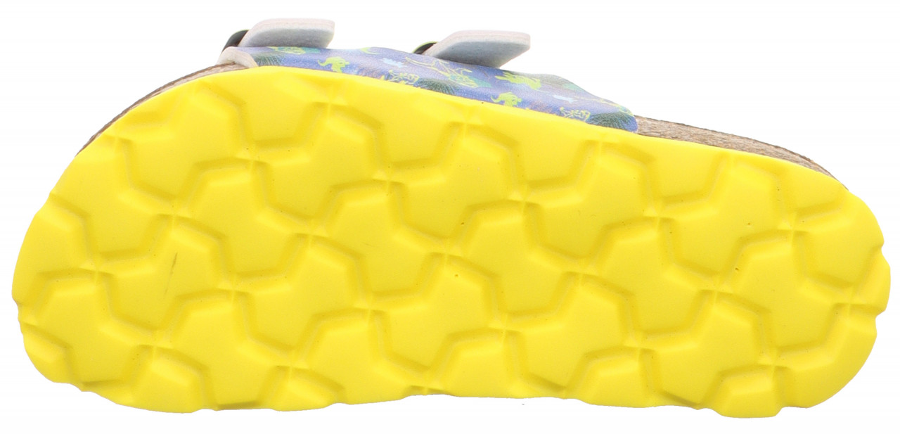 FUSSBETTPANTOFFEL - Blau/Gelb Pantoffel mit Schnalle